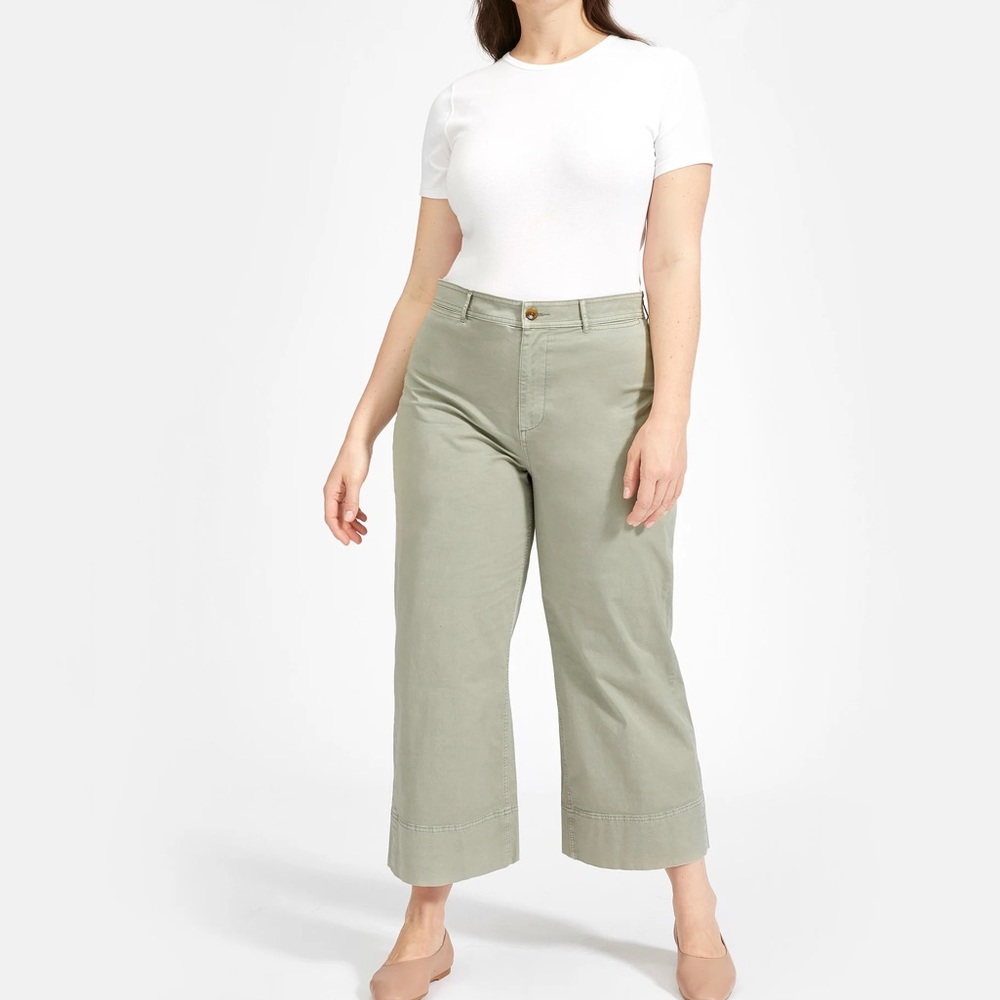 Everlane Wide Leg Pants in Sage Green